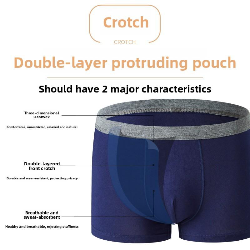 Large Size Men's Spring and Summer Cotton Youth Mid - Waist Flat Angle Underwear