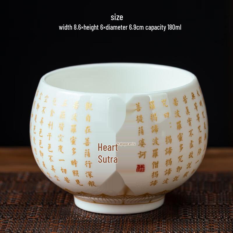 Jia Lang Mutton-Fat Jade Hundred Blessings Personal Tea Cup