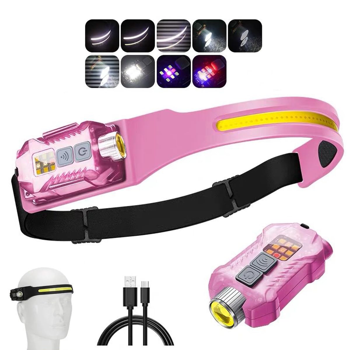 

Rechargeable LED Can Be Used as a Detachable Rechargeable LED Large Capacity High IP65 Dustproof and for Outdoor and Power Outages Headlamp, розовый