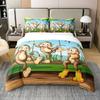 Set Copripiumino Scimmia Carina Set Biancheria da Letto Animale Cartone Animato per Bambini Set Biancheria da Letto Comodo e Caldo Adatto per Bambini Adolescenti