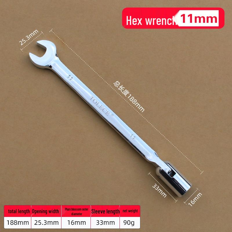 Dual-Use Ratchet Wrench 8-22mm: Double-Ended, Open-End & Socket Auto Repair Tool