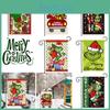 Bandera de Jardín de Navidad del Grinch Decoración Festiva para el Patio Lino Impreso a Doble Cara