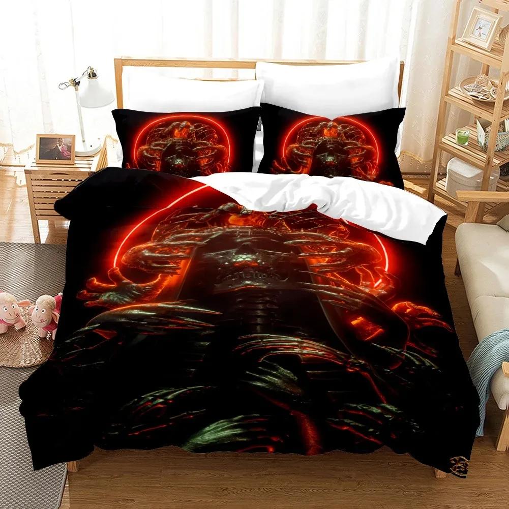 Skull Duvet Cover King Queen Christ Religious Themed Quilt Cover Teens Adults Scary Skeleton Jesus Death Polyester Bedding Set