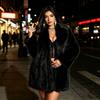 Womens Mid-Length Faux Fur Coat Blazer Collar Thick Warm Winter Outerwear