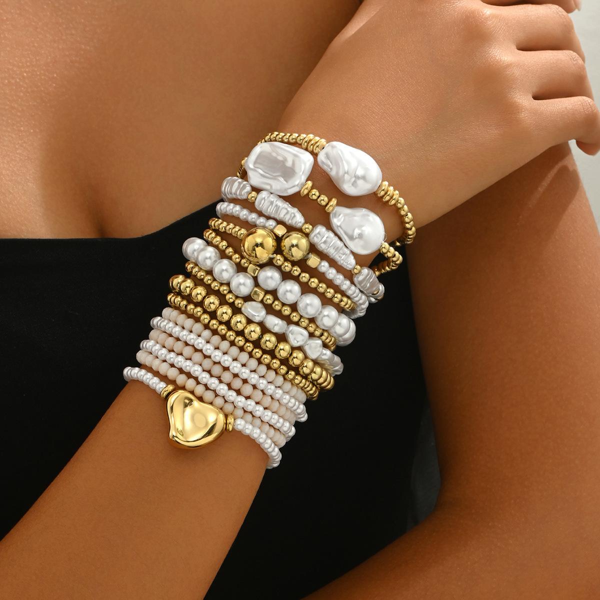 

Модный женский набор браслетов с геометрическим узором, индивидуальный дизайн из бисера, высококачественный многослойный браслет.