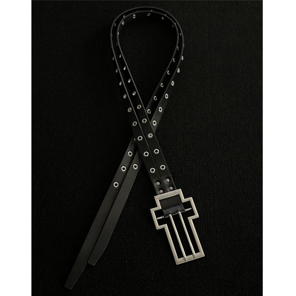 Double Split Belt Texture Punk Metal Belt Design Belt