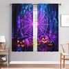 2 Piece Terrifying Pumpkin Lanterns and Spider Web Printed Curtains   Semi Blackout Pole Through Curtains
