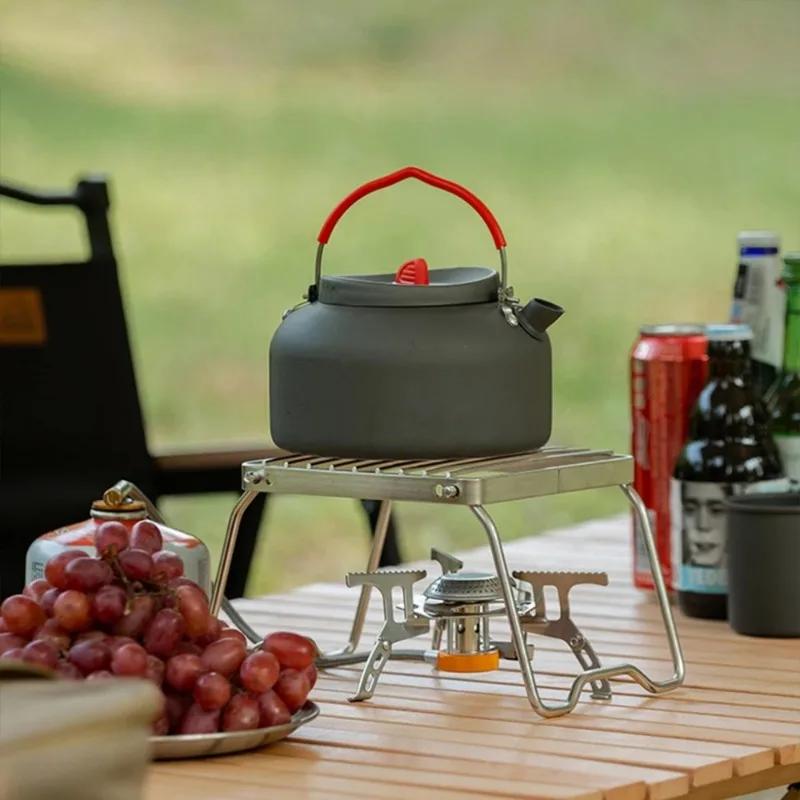 1Pc Outdoor Portable Barbecue Grill Mini Stainless Steel Folding Gas Stove Stand Pot Rack Grill Pan Rack Camping Accessories