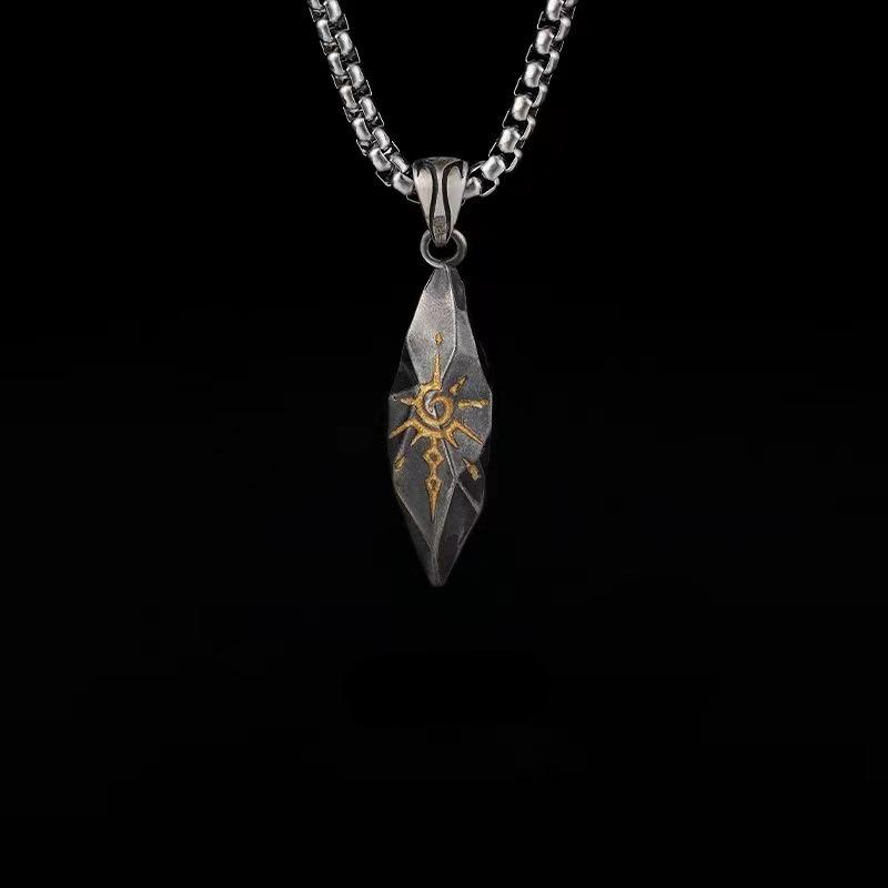 Retro Náhrdelník pro muže Kámen přání Personalizovaný Trendy Cool Přívěsek Meteorit Zirkon 2024