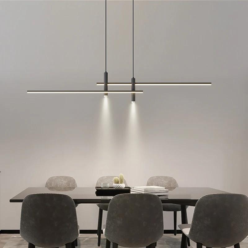 Modern LED Pendant Light Black Spotlights For Restaurant Hotel Bar Lobby Villa Living Room Indoor Decorative Lighting Fixtures