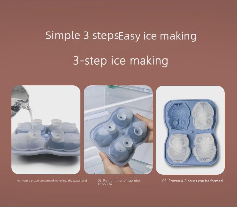 Bufniță și Pisică Formă de Silicon pentru Gheață Sferică și Cuburi pentru Acasă