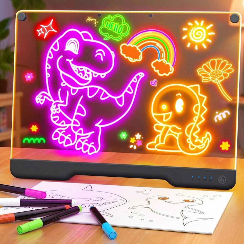 Colorful Lights Message Board Acrylic Erasable Doodle Board Acrylic LED Writing Board Children