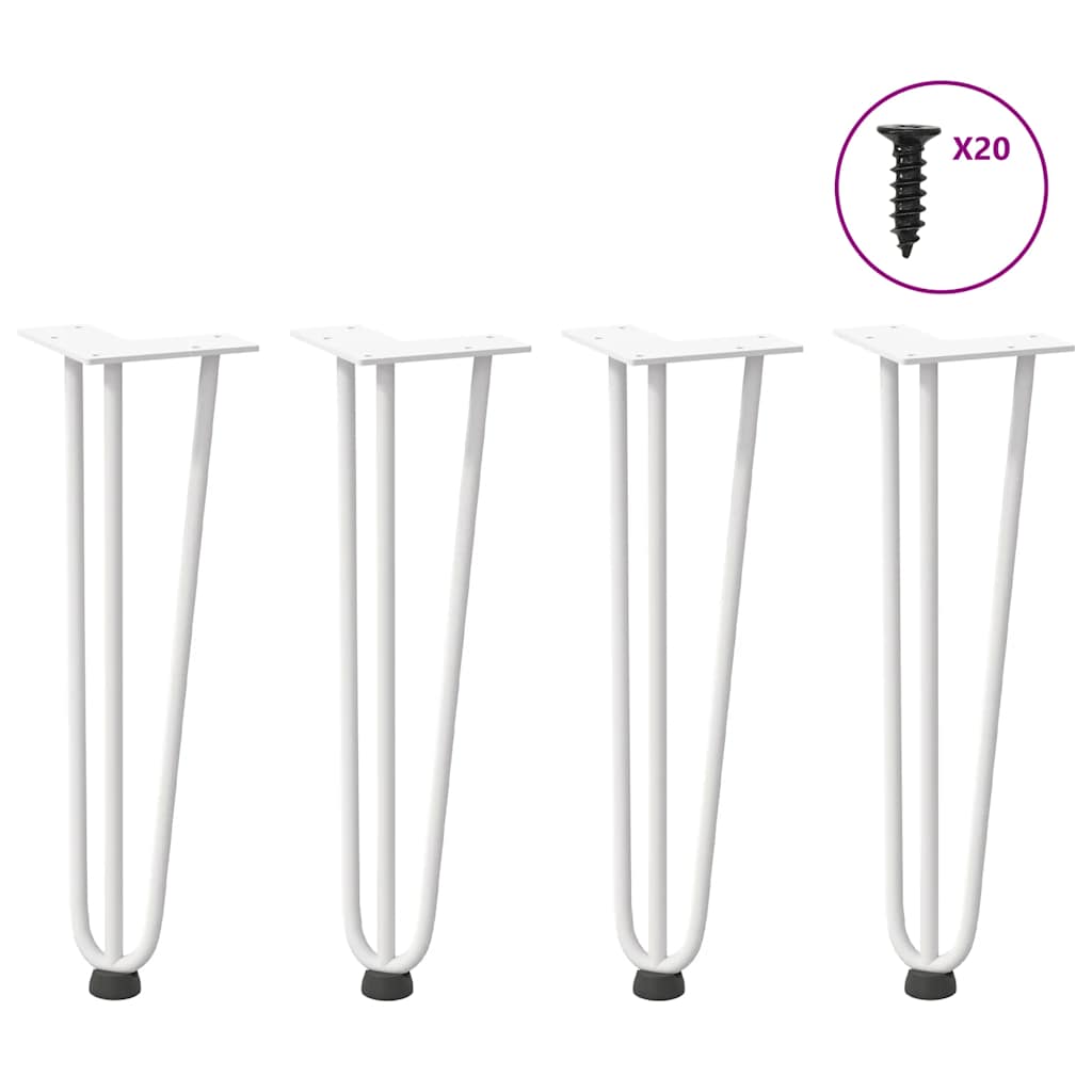 Vidaxl Nogi Do Stołu Hairpin, 4 Szt., Biale, 42 Cm, Lita Stal