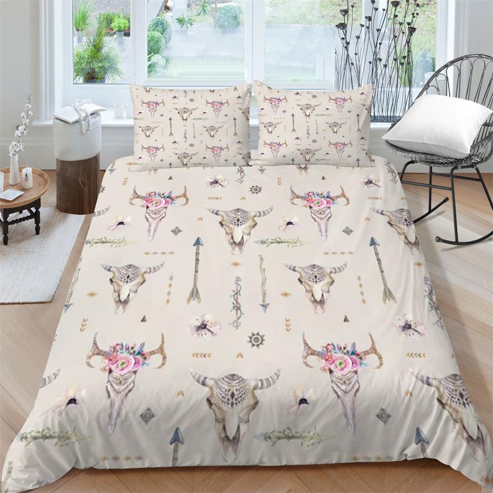 Schädel-Bettwäsche-Set, Tröster, Bettbezug, weiches Bett, Anzug, Zuhause, Schlafzimmer, Kleidung, Textilien, dreiteiliger Polyester-Bettbezug