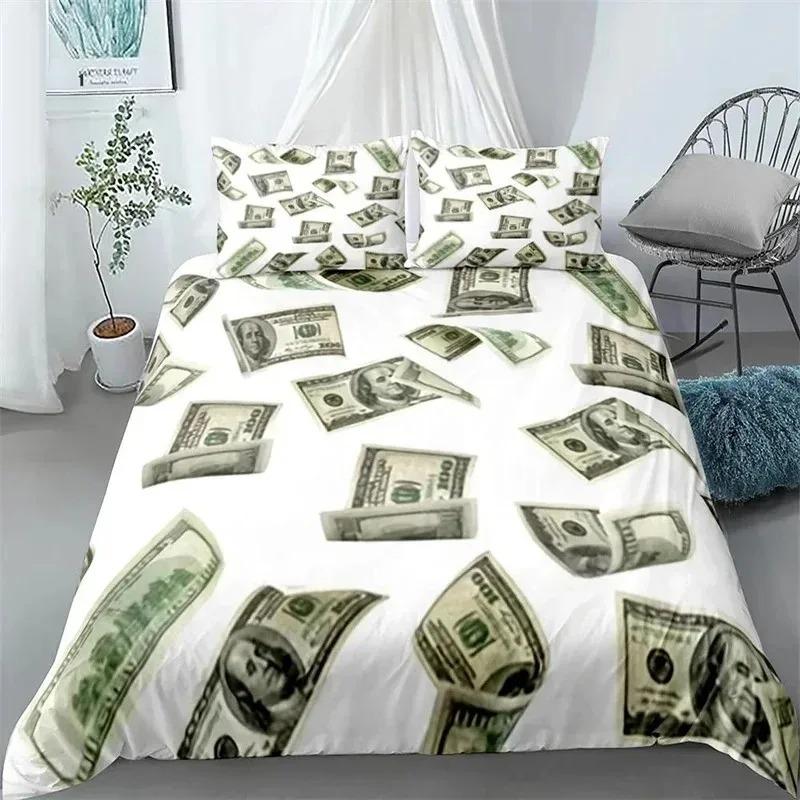 3D Printed Dollar Bills  Bedding Set,Duvet Cover Comforter Bed Set Quilt Cover Pillowcase,King Queen Twin Size Boys Girls Adults