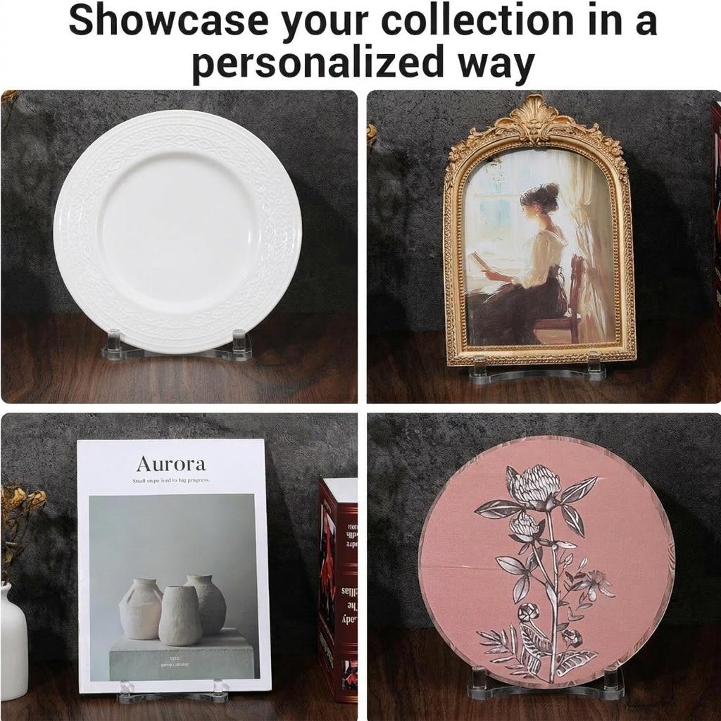 Adjustable Clear Acrylic Display Stand, Stable Easel for 7-12 Inch Photo Frames Decorative Plates Books