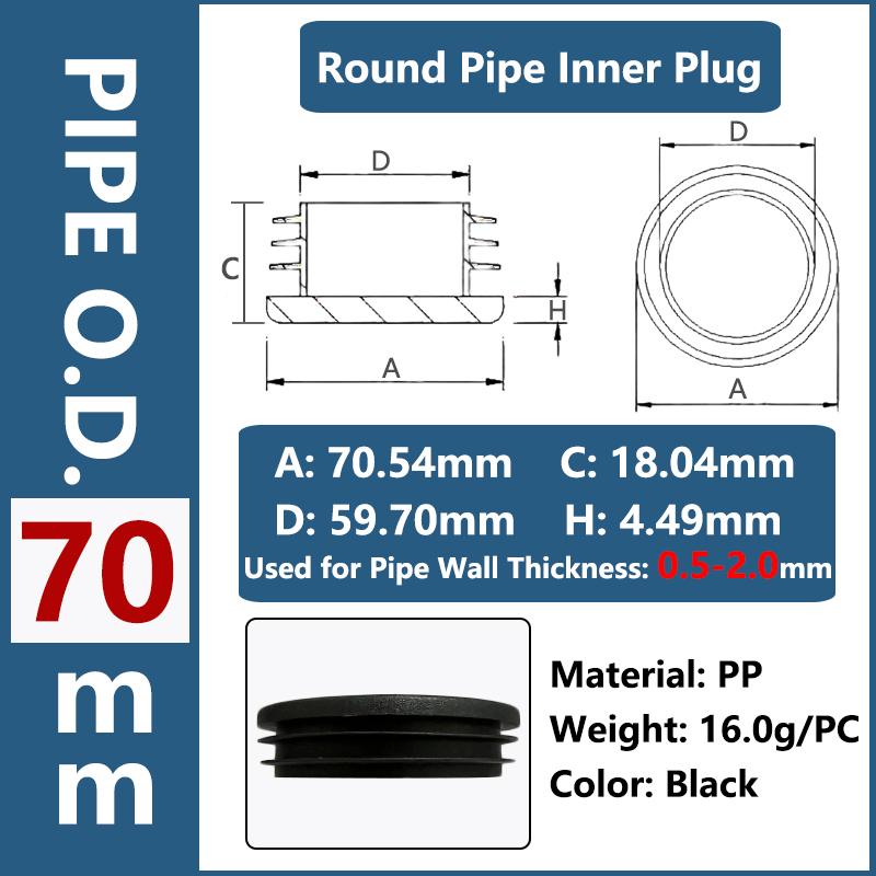 Round Plastic Inner Plug Steel Pipe End Cap Blanking Cover Anti Slip Furniture Chair Ladder Leg Protector Pad