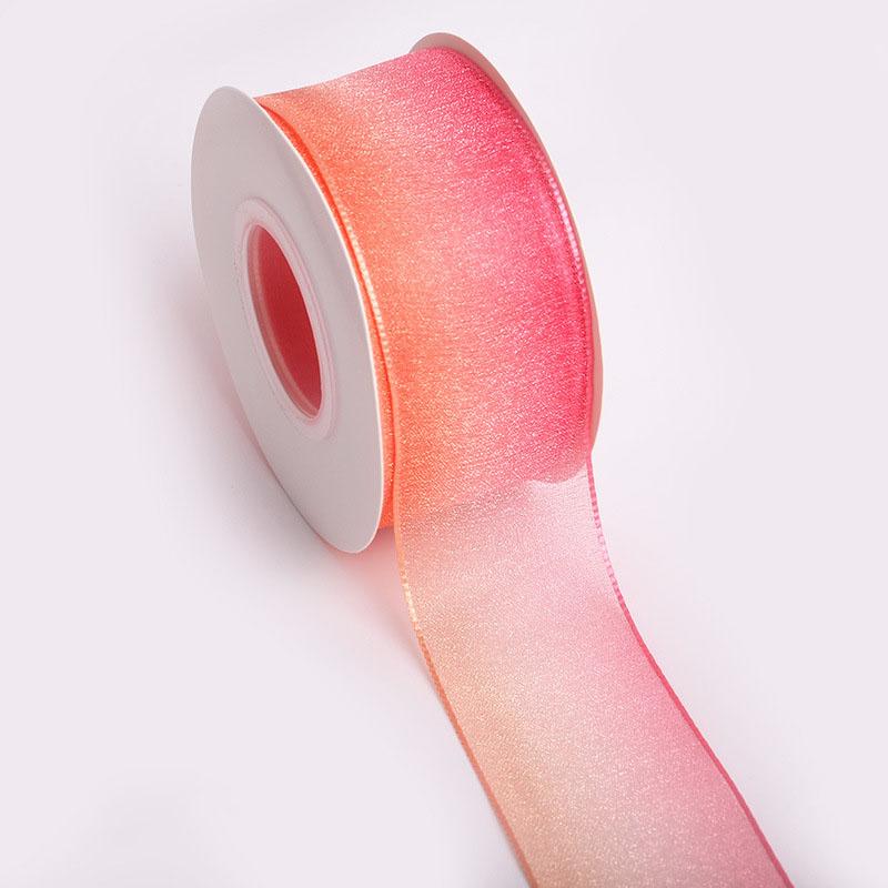 Wholesale Durable Polyester Rainbow Gradient Tulle Ribbon Birthday Floral Gift Decoration DIY Hair Accessory Bow Material