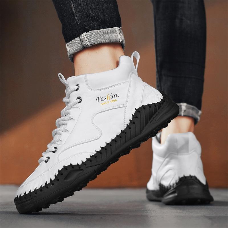 38-47 Übergröße Herrenschuhe Handgenähtes Leder Herrenstiefel Spaltleder Freizeitlederschuhe Herren Stiefeletten