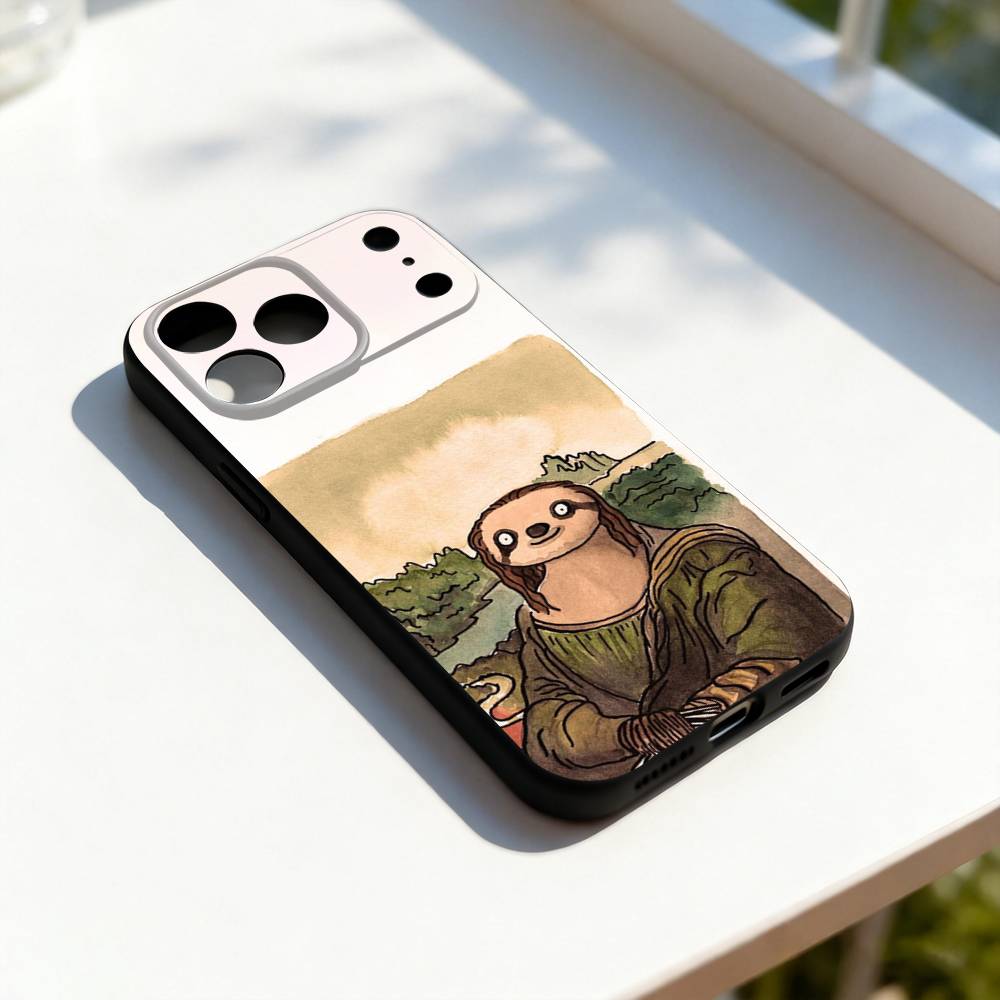 Animal Cute S-Sloth Funny Phone Case For iPhone 17,16,15,14,13,12,11,Pro,Max,Plus,E,SE4,Air,Mini Black Soft Cover