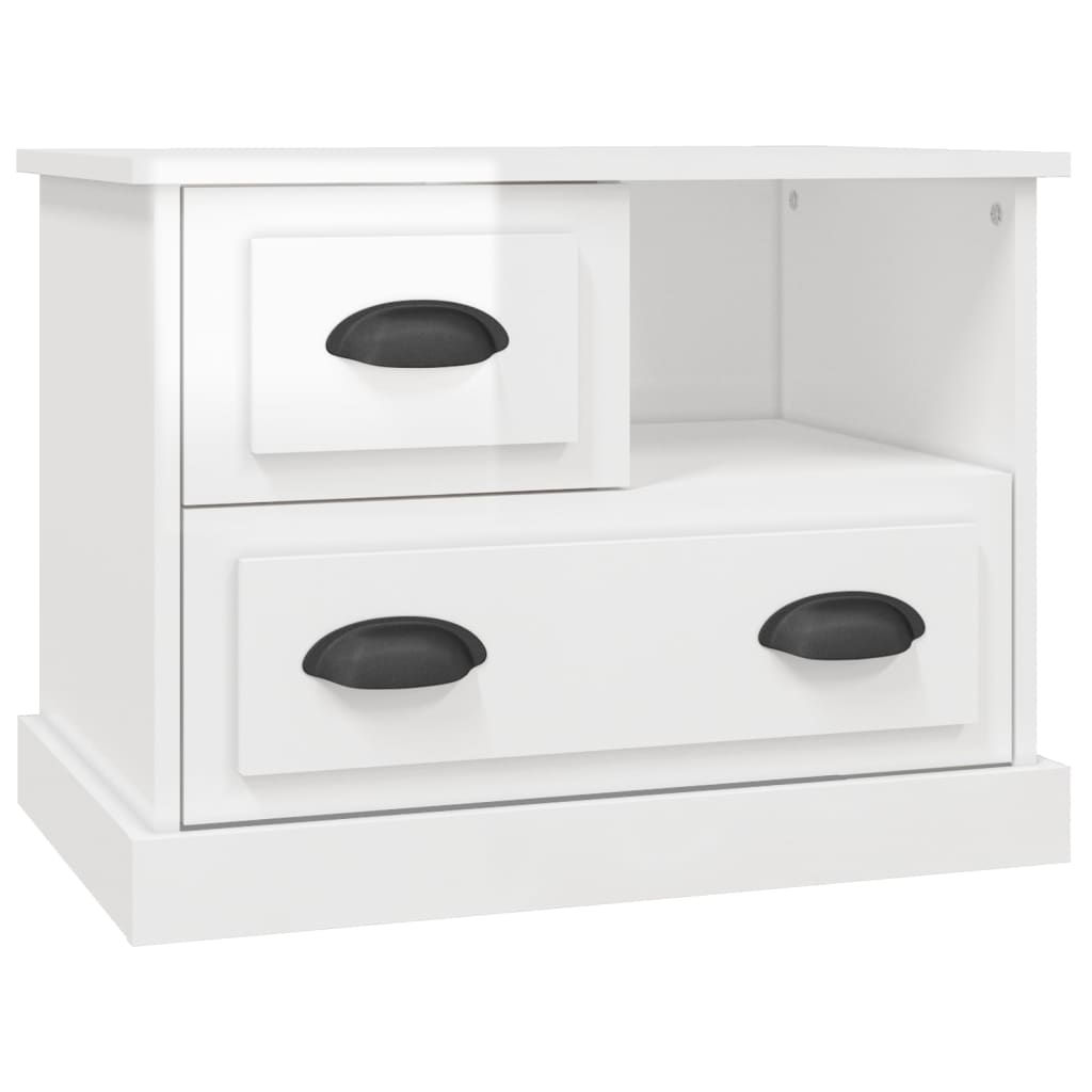 Nightstand High Gloss White 60 x 39 x 45 cm