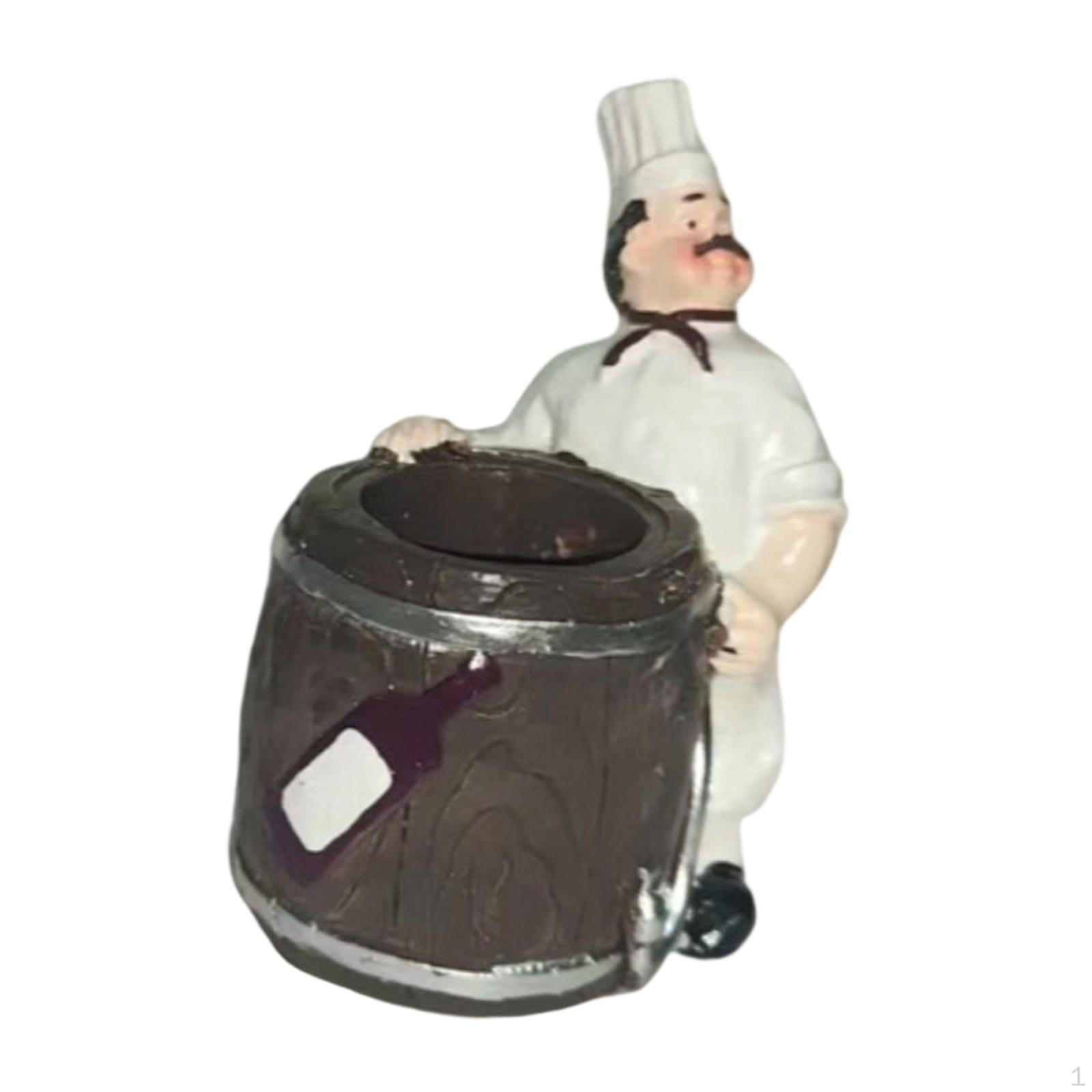

Chef Statue Decorative Figurine Toothpick Dispenser Collectible Art Crafts Storage Container Desktop Style B