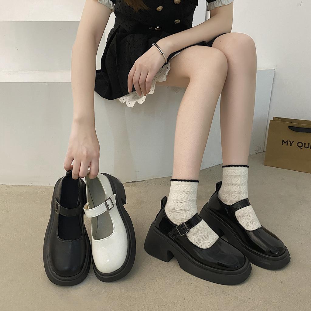Height-increasing Mary Jane retro platform shoes women's 2025 new British casual fashion round head thick heel light mouth small leather shoes