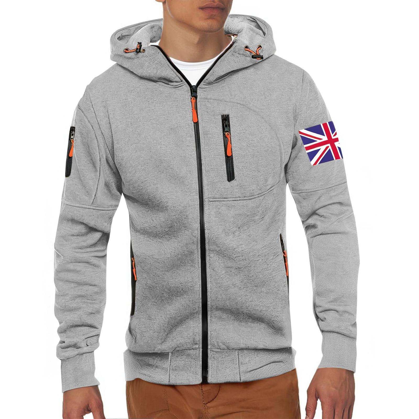 

Мужское худи с молнией и несколькими карманами, пуловер M