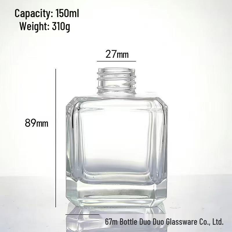 150ml Square Transparent Colored Reed Diffuser Glass Perfume Bottle