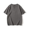 Retro Henry Neck Shirt Men's Short-sleeved T-shirt Summer Trendy Loose Large-size Pure Cotton Shirt