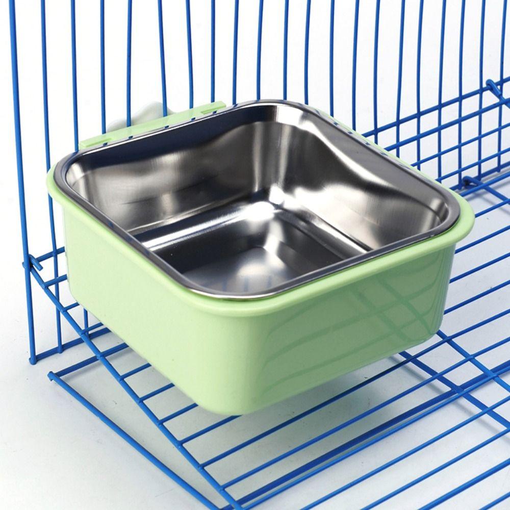 Puppy Detachable Anti-overturning Square Hanging Water Feeder Container Food Dish Dog Crate Bowl