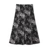 Women's Casual Printed Skirt, Floral Skirt, Trendy Temperament, A-line Skirt, Elastic Mid-length Skirt