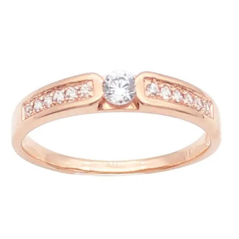 Purple Gold Inlaid Zircon Ring, Exquisite Colored Gold-Plated Rose Gold Open Ring.