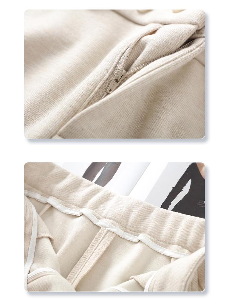 Women's Apricot Wool Wide-Leg & Narrow Straight-Leg Draping Casual Pants - New Autumn/Winter 2024 Collection