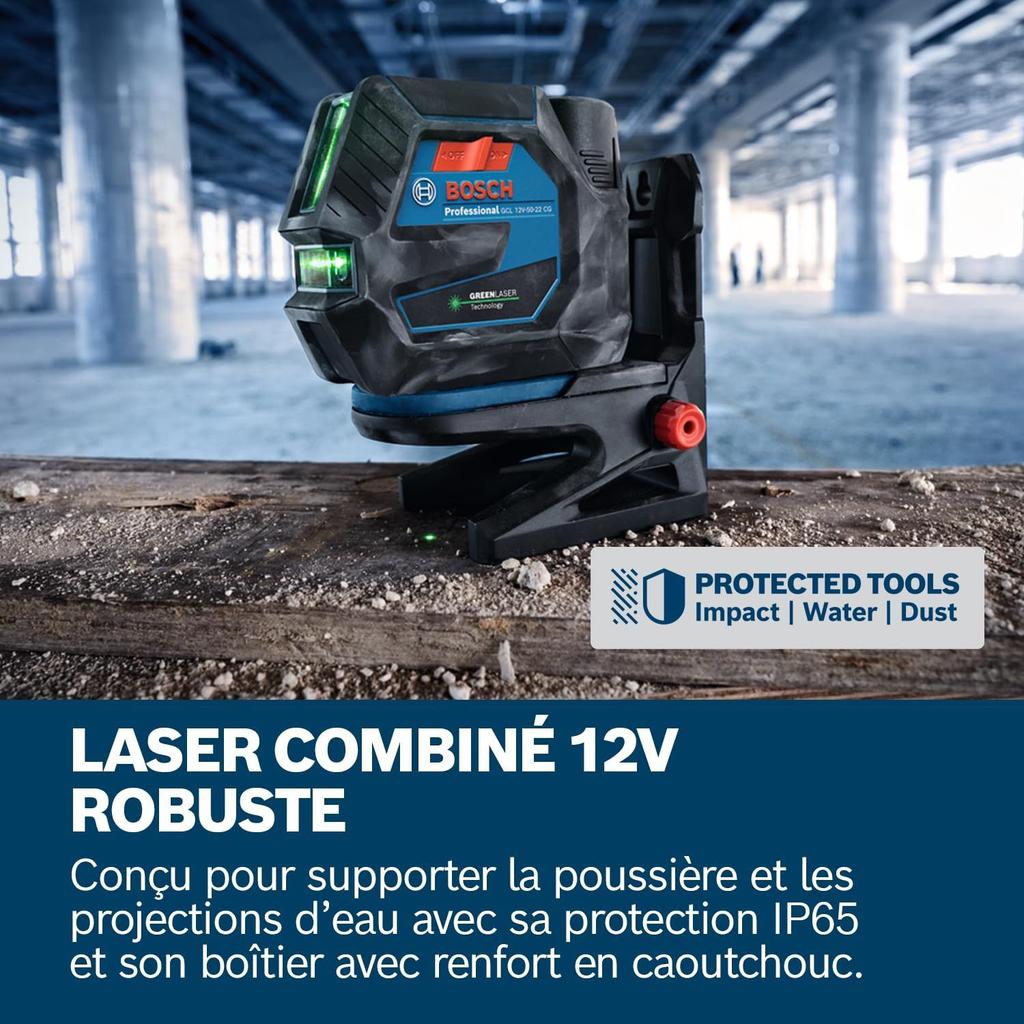 Bosch Professional laser combiné GCL 12V-50-22 CG (jusqu’à 50m, Dual Power, support RM20, 4 piles 1,5V, housse, Trépied BT 150)