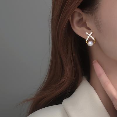 Fashion Pearl Jewelry Stud Earrings For Women Gold Color Cz Boucle D 'Oreille Femme Bijoux Christmas Gifts Ue0789
