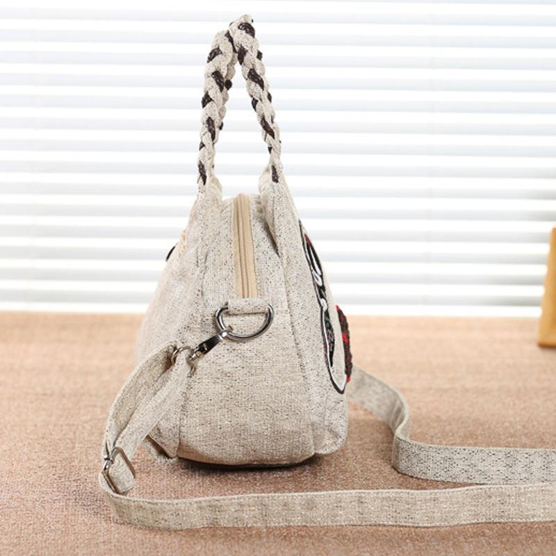 2026 Summer National Style Small Shoulder Bag Retro Small Shoulder Crossbody Bags for Women Cotton Linen Artistic Handbag