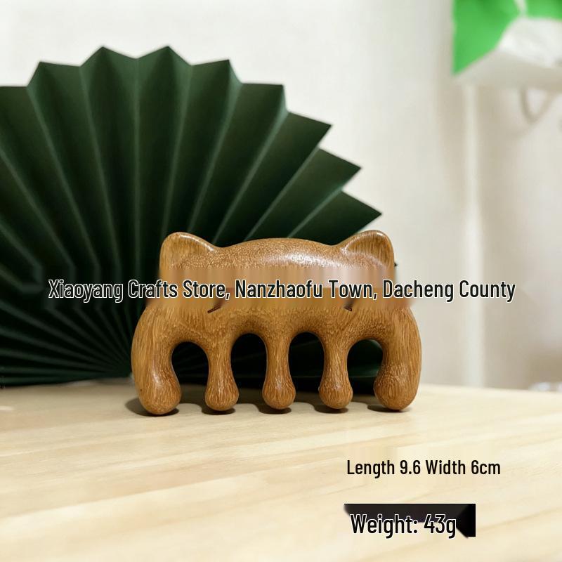 

Sandalwood Meridian Massage Comb with Five-Finger Ball Head Scraper - Full Body Wooden Comb Souvenir.