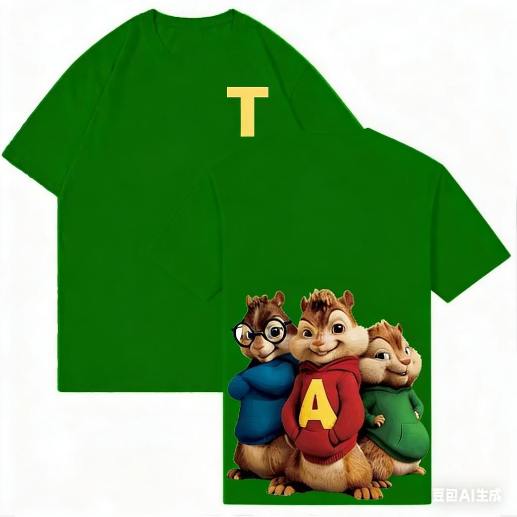 2026 Alvin And The Chipmunks Red Shirt Unisex S/P Movie Promo Nerd Geek Animation Adult T-Shirt Graphic T Shirts Cotton Tee Tops