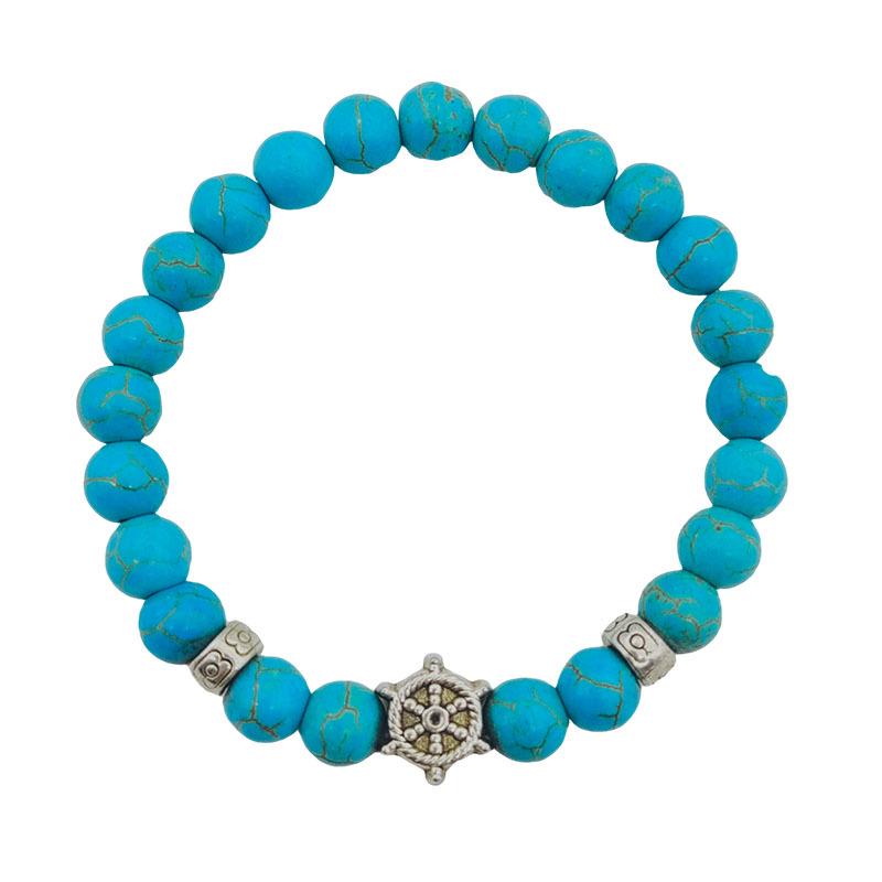 Vintage Bohemian Turquoise Bracelet Set: Women's Ethnic Style with Crackle Beads