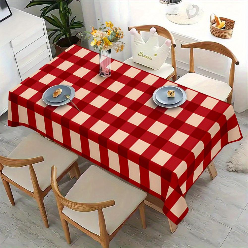1pc Vintage Checkered Tablecloth - Red Classic Design Pattern - Rectangular - Polyester