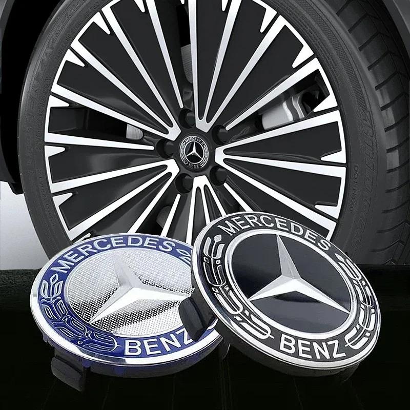 For Mercedes Benz 4PCS 75mm Metal Emblem Car Wheel Center Hub Cap Cover Badge For Mercedes Benz AMG GLK GLE GLC W203 W206 W220 W
