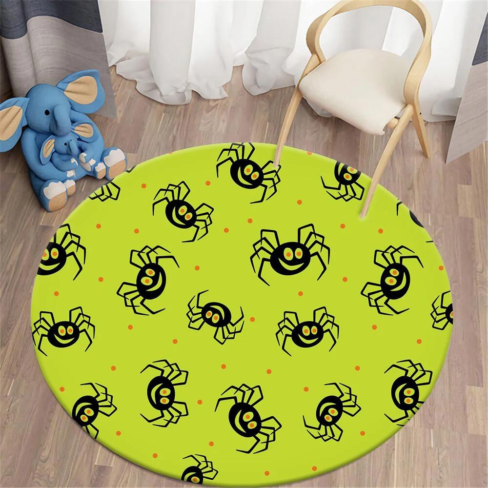 Halloween Cute Ghost Round Rug Cartoon Bat Candy Skull Circle Carpet Home Living Room Kid Bedroom Dorm Decor Floor Mat Chair Mat