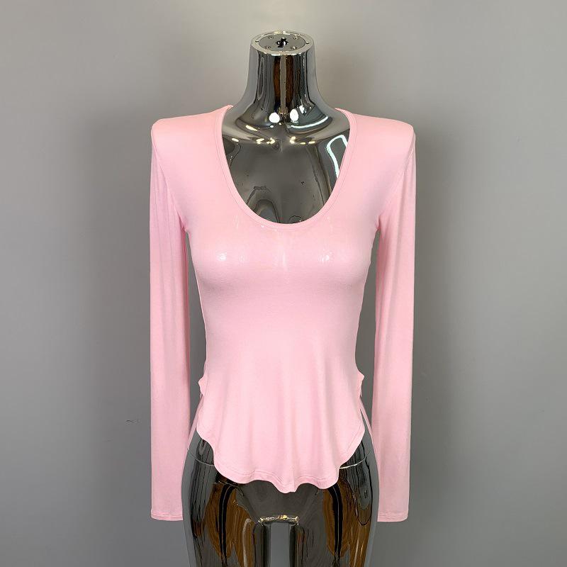 Korean Dongdaemun Sexy Low-Cut Bust-Enhancing Long-Sleeve Top