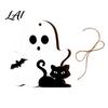 Wooden Halloween Signs Ghost Hanging Sign with Hemp Rope Cute Holiday Wall Art Pendants for Home Party Decorations