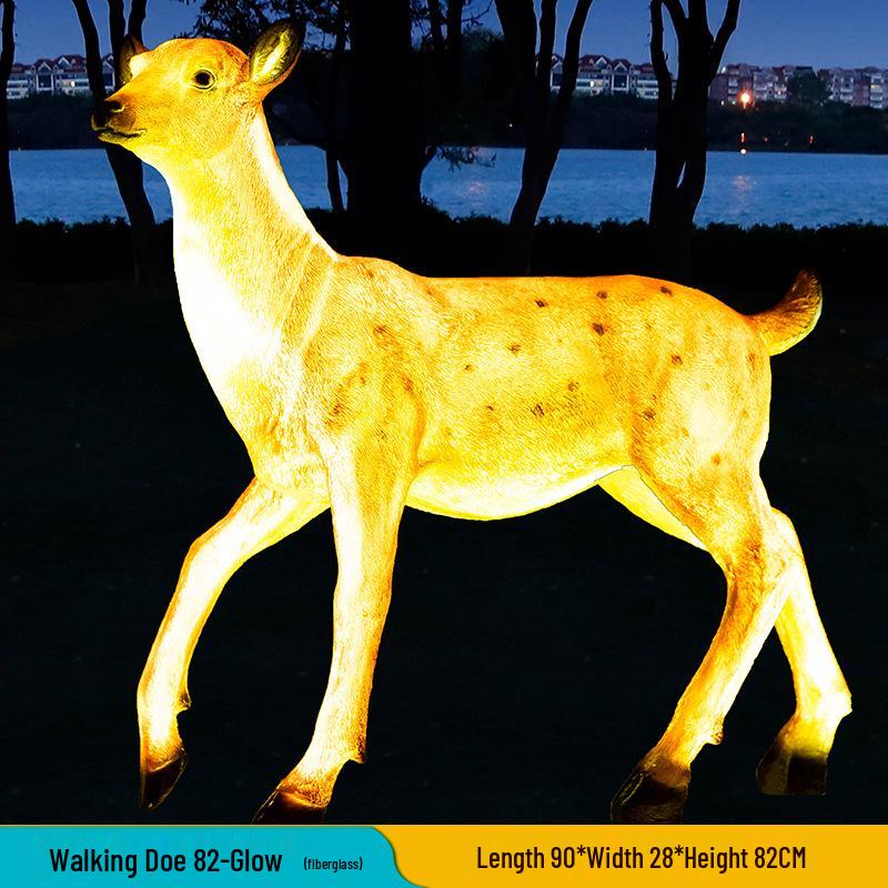 Luminous Fiberglass Sika Deer Sculpture for Garden Lawn Decoration