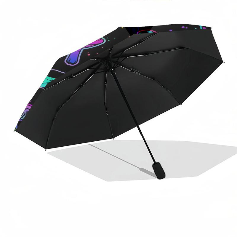 Mushroom Rainbow- Automatic umbrella, Four Seasons Portable Folding Umbrella, Suitable for Men and Women, Travel, Daily Compact Umbrella, Ou