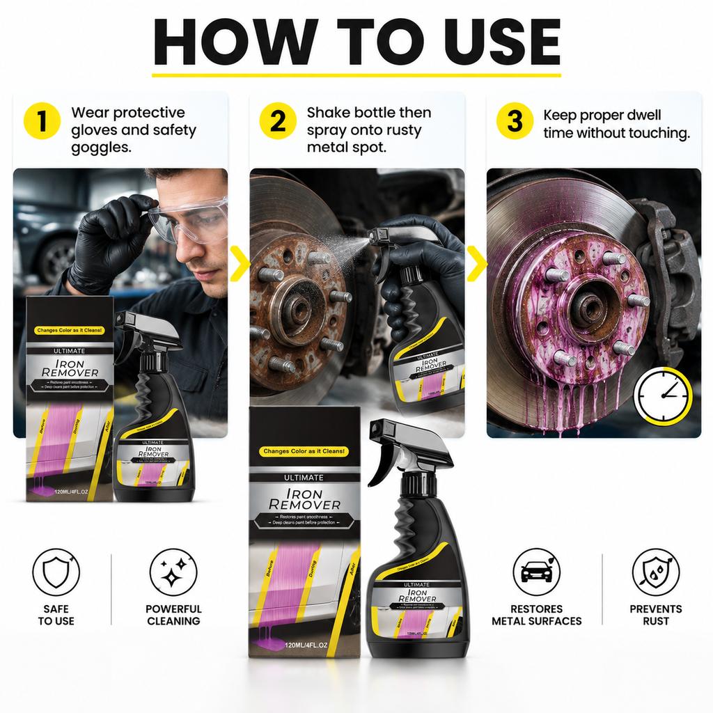 Rust remover with atomized spray treatment for rust stains, portable and easy to operate