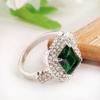 Women's Green Zircon Silver Plated Ring Fashion Wedding Bague Jewelry Gift