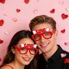 Yousheng 6 Pcs Cute Valentine's Day Glasses Red Pink Love Heart Paper Glasses Dress Up Photo Booth Props for Birthday Valentine's Day Party Supplies